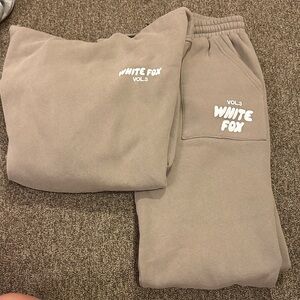 Worn once brand new condition white fox set